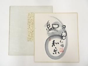 稲葉心田筆　達磨図　肉筆色紙